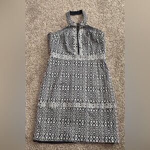 Gianni Bini Elegant Navy and White Patterned Dress Size S